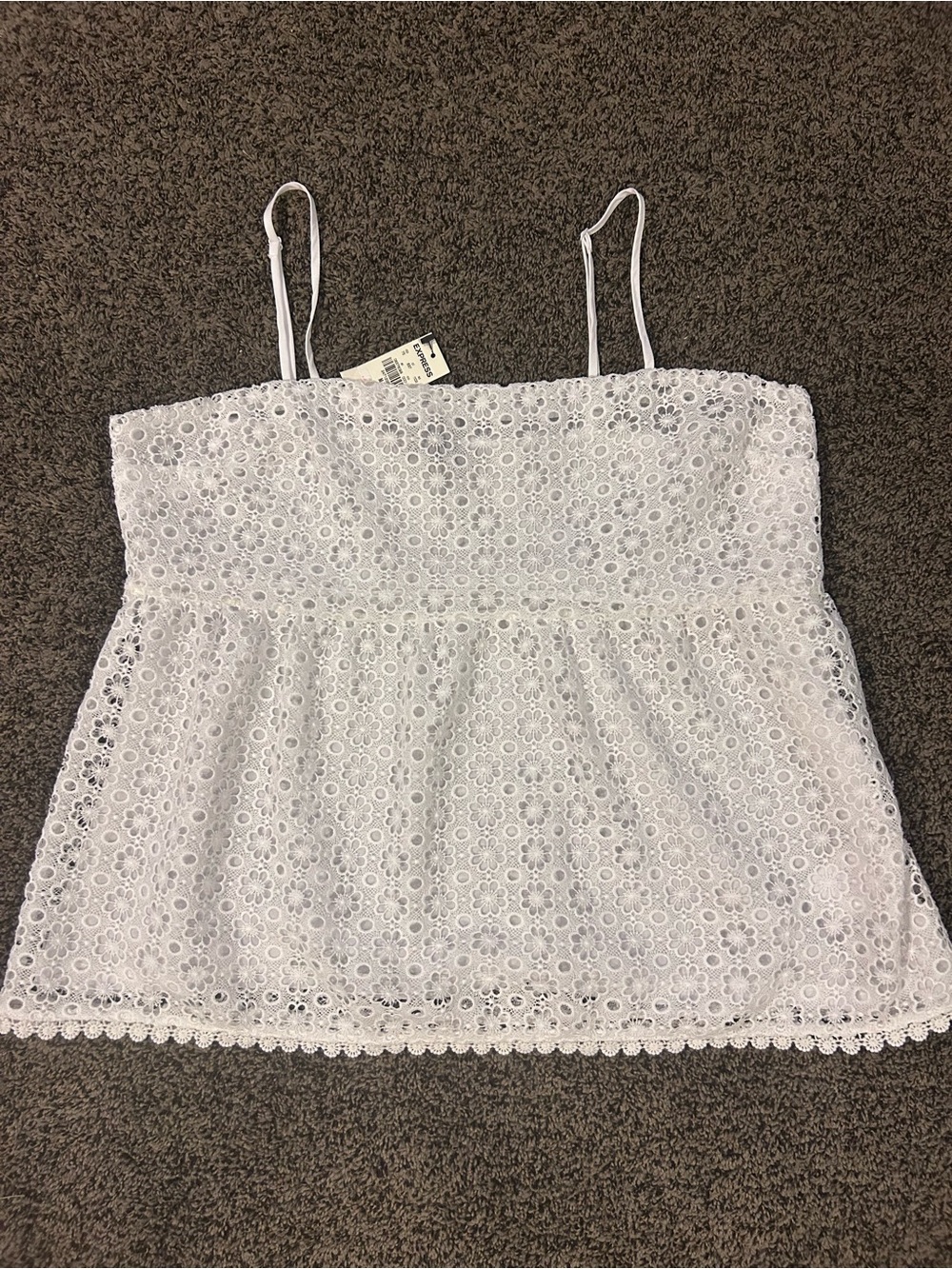 Express White Eyelet Lace Spaghetti Strap Camisole NWT